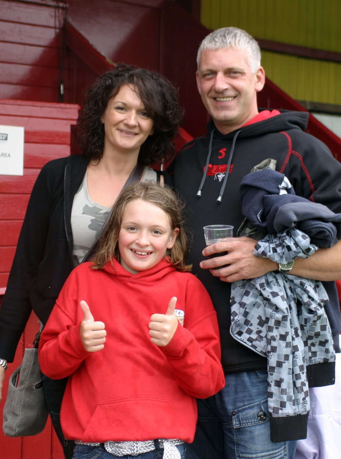 Blackpool v Dewsbury - Ian Oldroyd and family gives thumbs up to Rams win